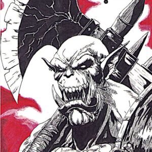 illustration/dessin/print de Matmangart orc guerrier réaliser a l'encre de chine et au feutre a alcool